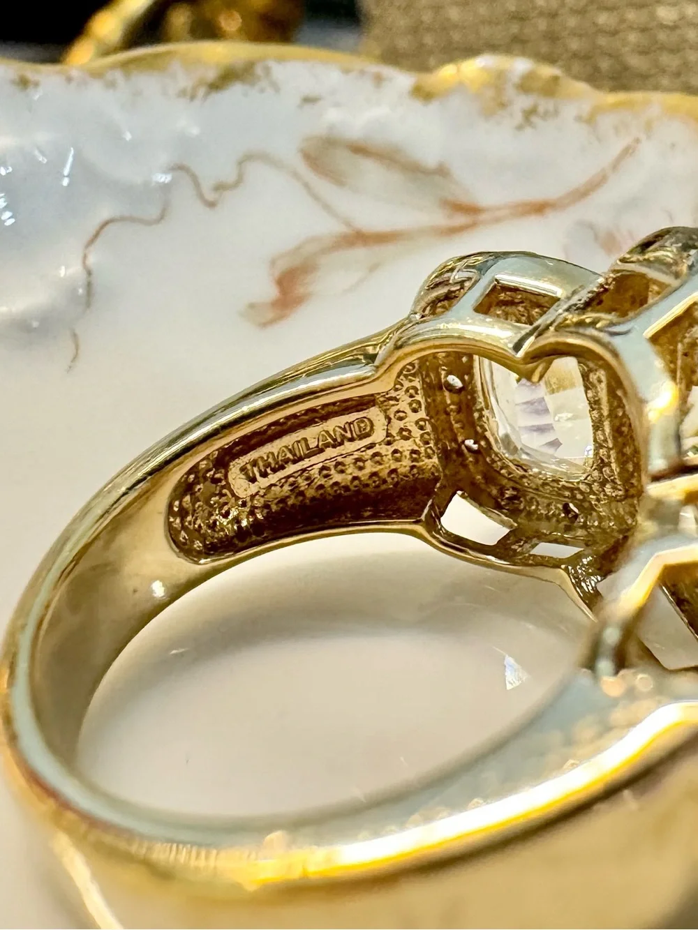 RETIRED Ross-Simons Champagne Citrine 18K Gold Vermeil 925 Halo Ring (7)
